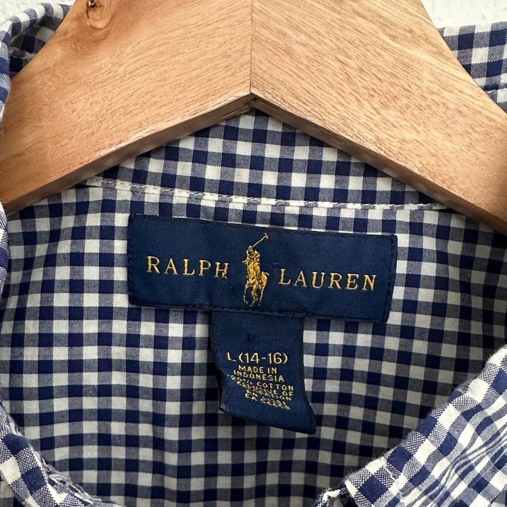 Ralph Lauren Kids Navy and White Checkered Shirt